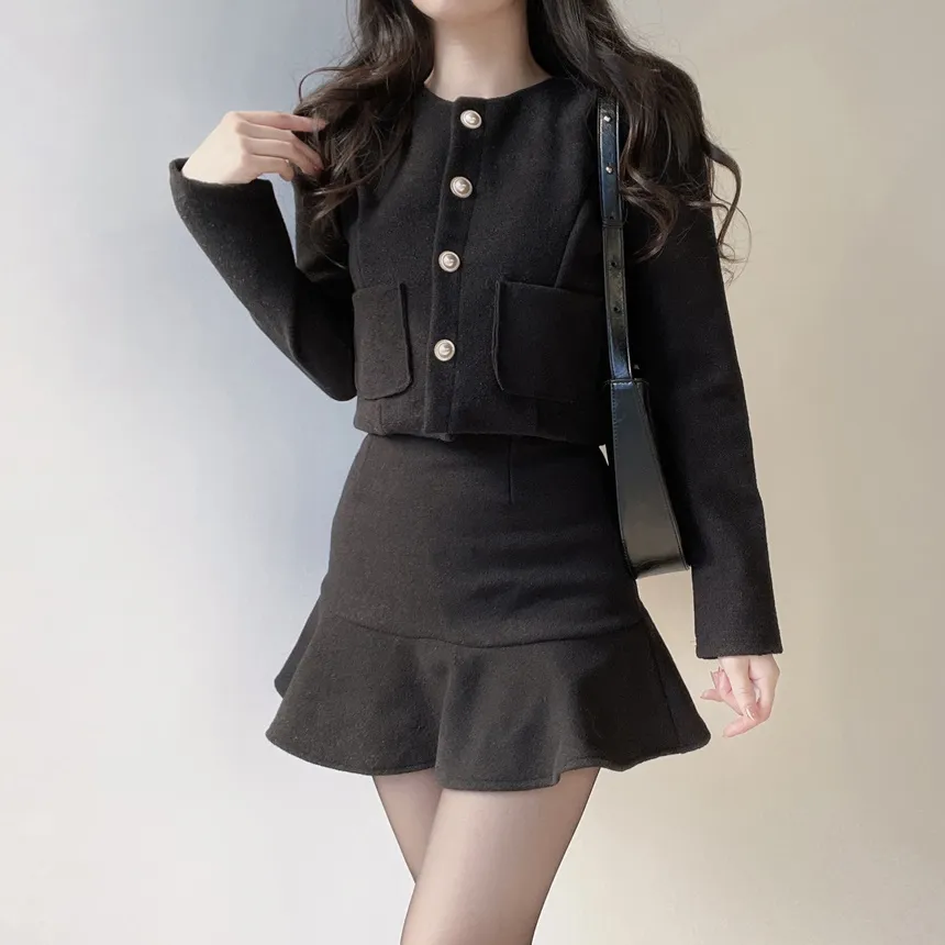 メルトンタッチラッフルHラインスカート | mirangmirang | 詳細画像15