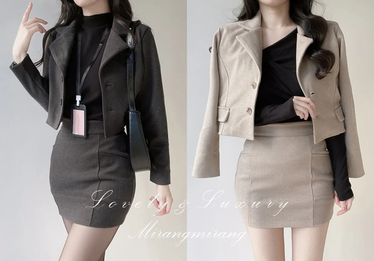 メルトンタッチカラークロップドジャケット | mirangmirang | 詳細画像1