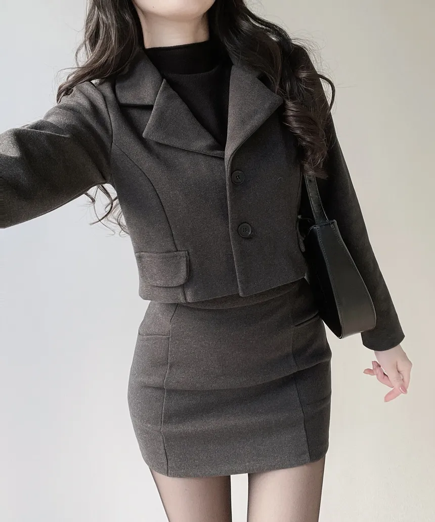 メルトンタッチカラークロップドジャケット | mirangmirang | 詳細画像14