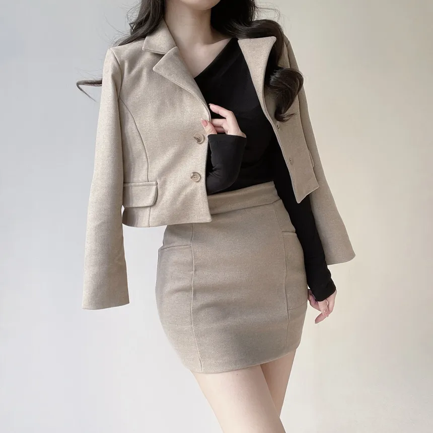 メルトンタッチカラークロップドジャケット | mirangmirang | 詳細画像26