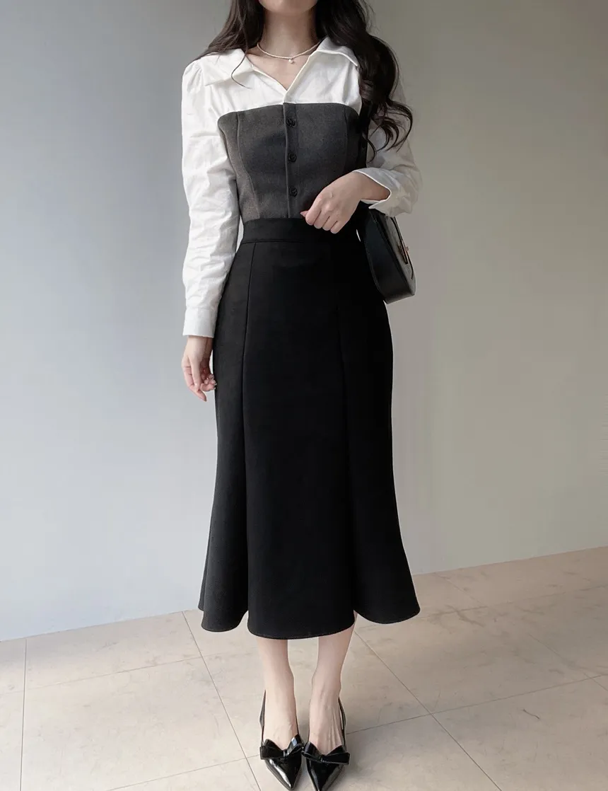 メルトンタッチレイヤード風カラーボタン配色ブラウス | mirangmirang | 詳細画像13