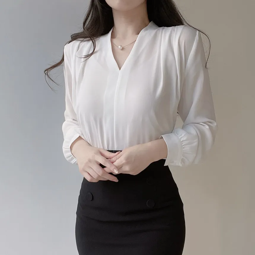 チェーンセットエコパールVネックブラウス | mirangmirang | 詳細画像7