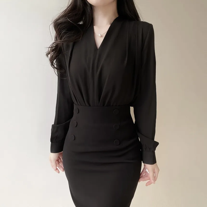 チェーンセットエコパールVネックブラウス | mirangmirang | 詳細画像8