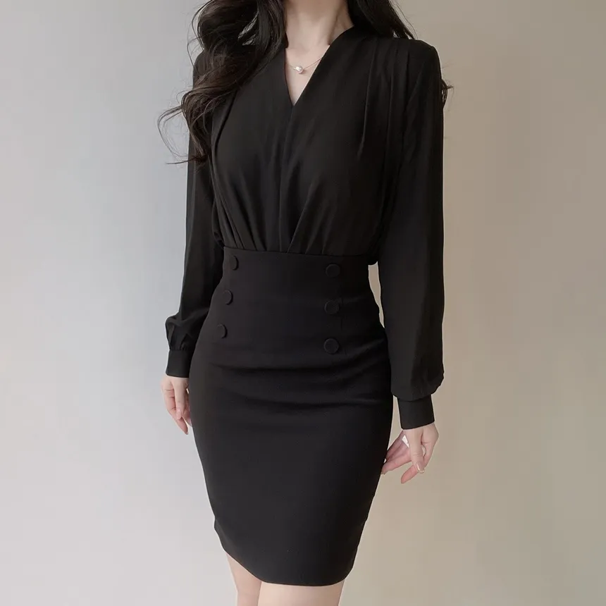 チェーンセットエコパールVネックブラウス | mirangmirang | 詳細画像10