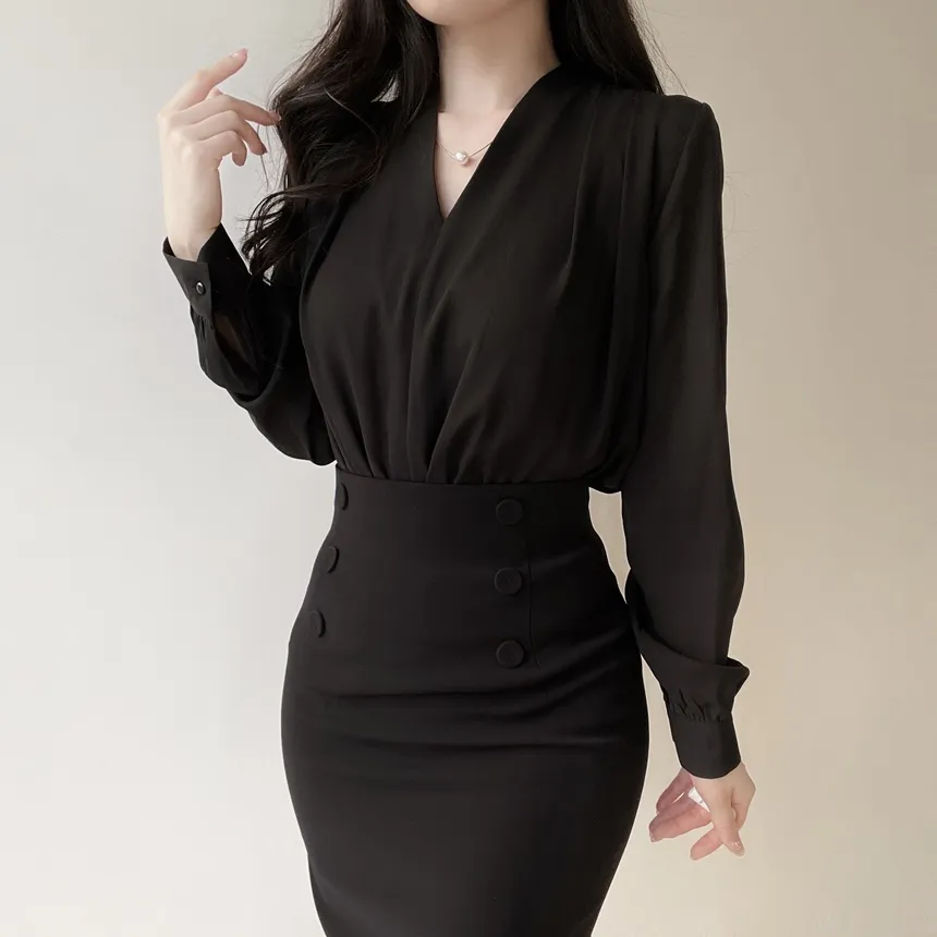 チェーンセットエコパールVネックブラウス | mirangmirang | 詳細画像15