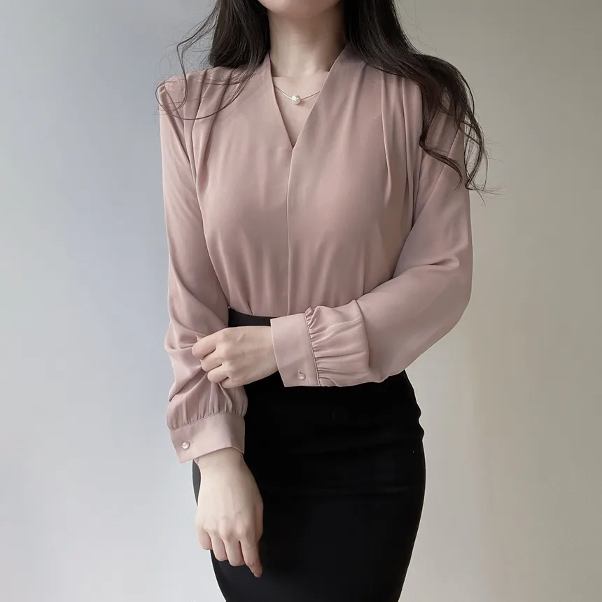 チェーンセットエコパールVネックブラウス | mirangmirang | 詳細画像16