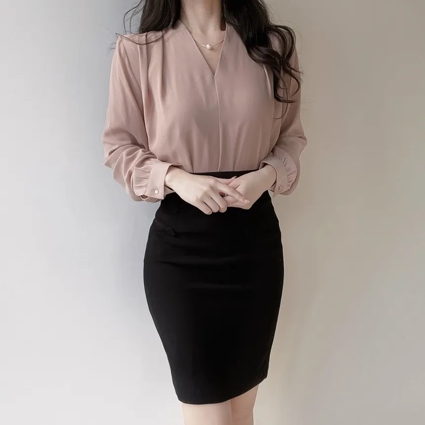 チェーンセットエコパールVネックブラウス | mirangmirang | 詳細画像19