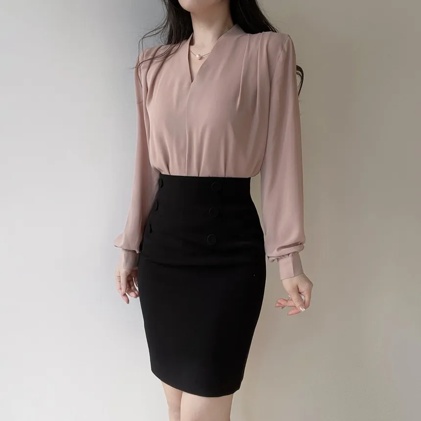 チェーンセットエコパールVネックブラウス | mirangmirang | 詳細画像21