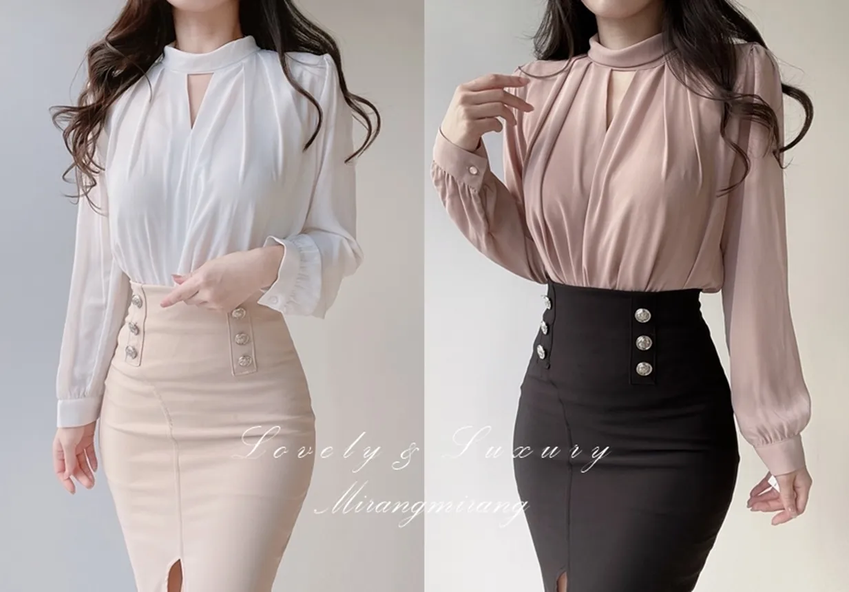 スリットピンタックブラウス | mirangmirang | 詳細画像1