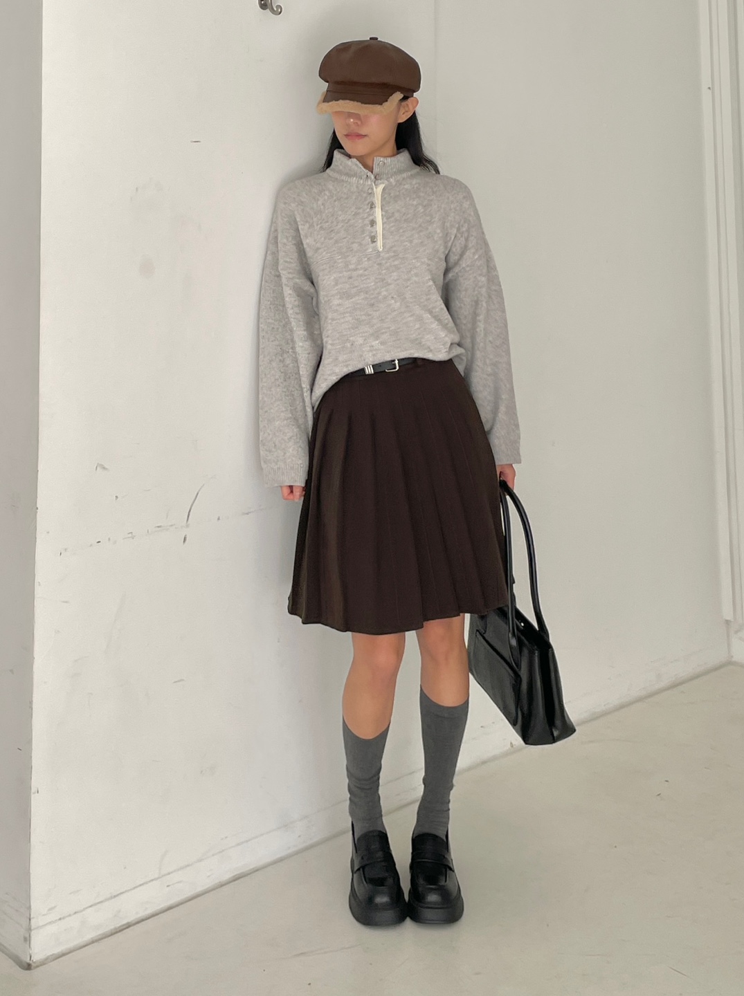 ウール混ボタンハーフネックニット | 詳細画像2