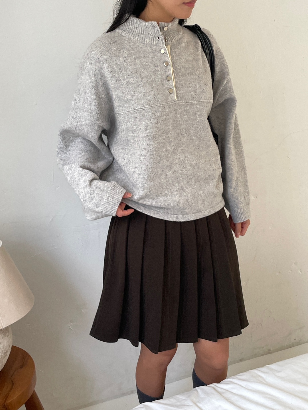 ウール混ボタンハーフネックニット | 詳細画像10