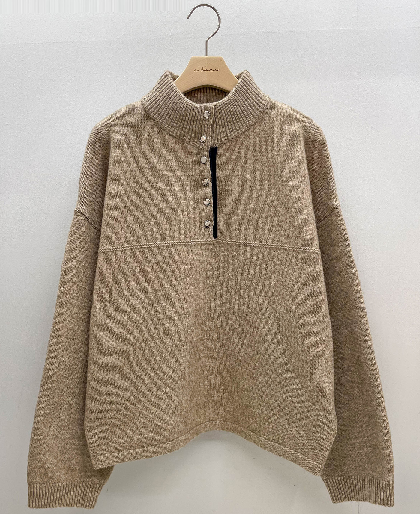 ウール混ボタンハーフネックニット | 詳細画像17