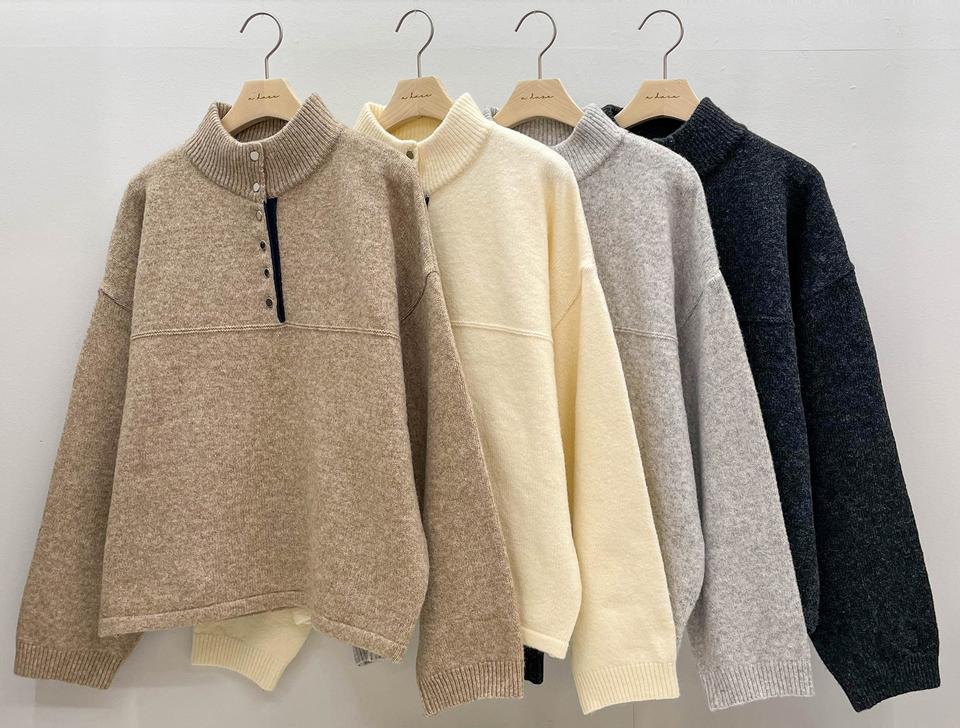 ウール混ボタンハーフネックニット | 詳細画像20