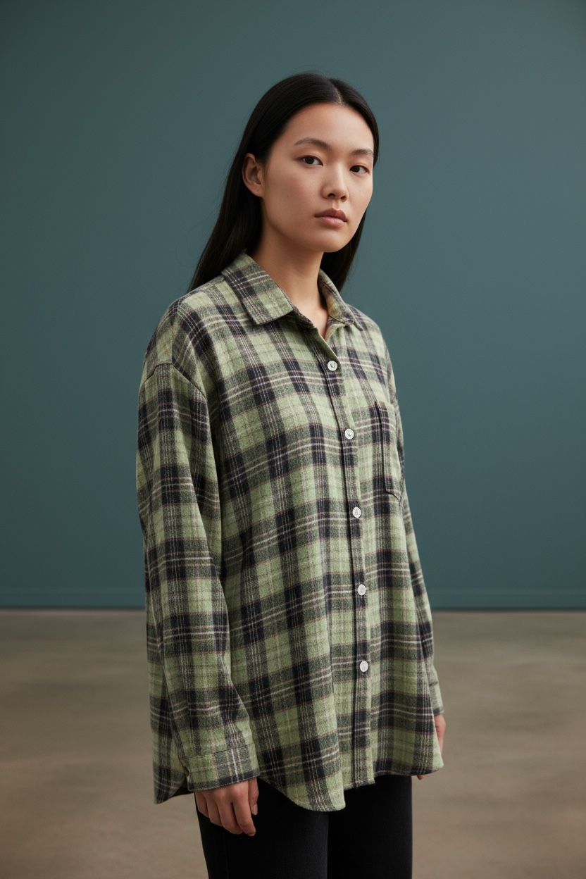 カラーボクシールーズ長袖チェックシャツ | 詳細画像2