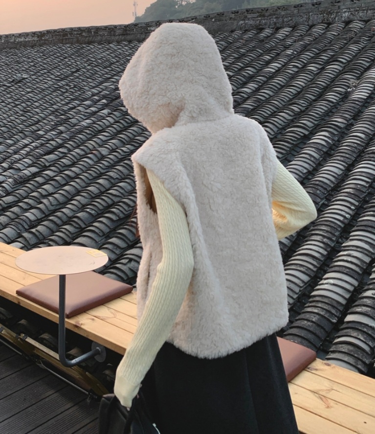 両起毛ジップアップフードポケットベスト | 詳細画像2