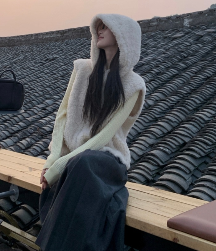 両起毛ジップアップフードポケットベスト | 詳細画像3