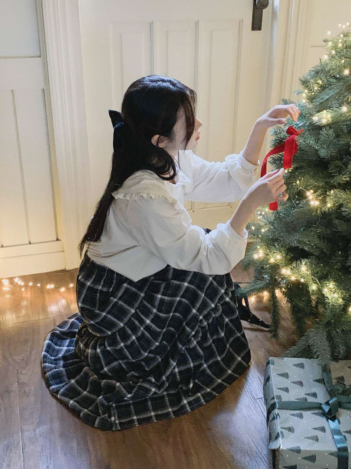 コーデュロイコットンボタンカラー長袖ブラウス | 詳細画像6