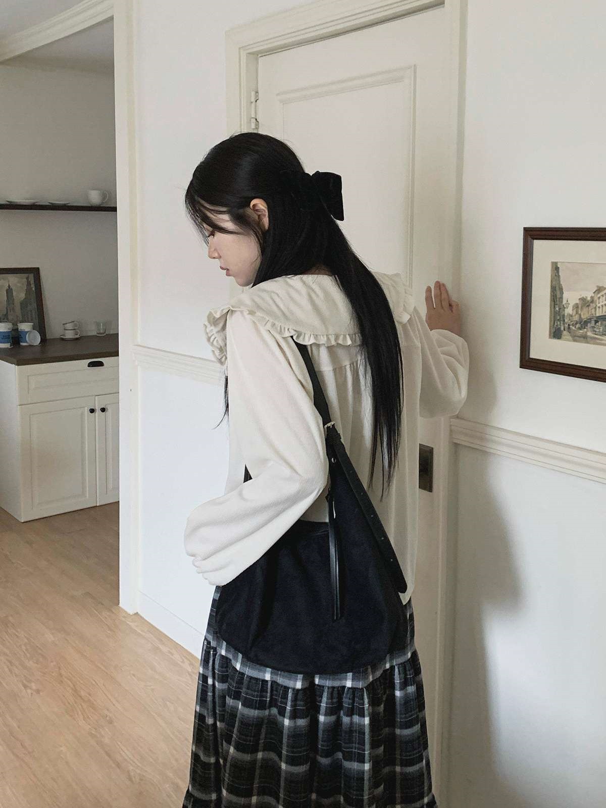 コーデュロイコットンボタンカラー長袖ブラウス | 詳細画像20