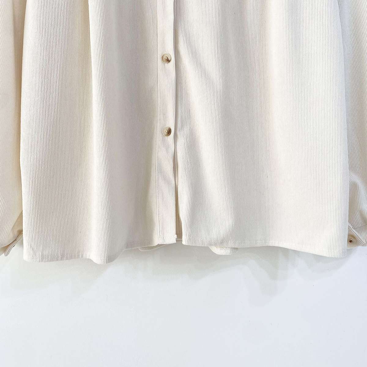 コーデュロイコットンボタンカラー長袖ブラウス | 詳細画像26