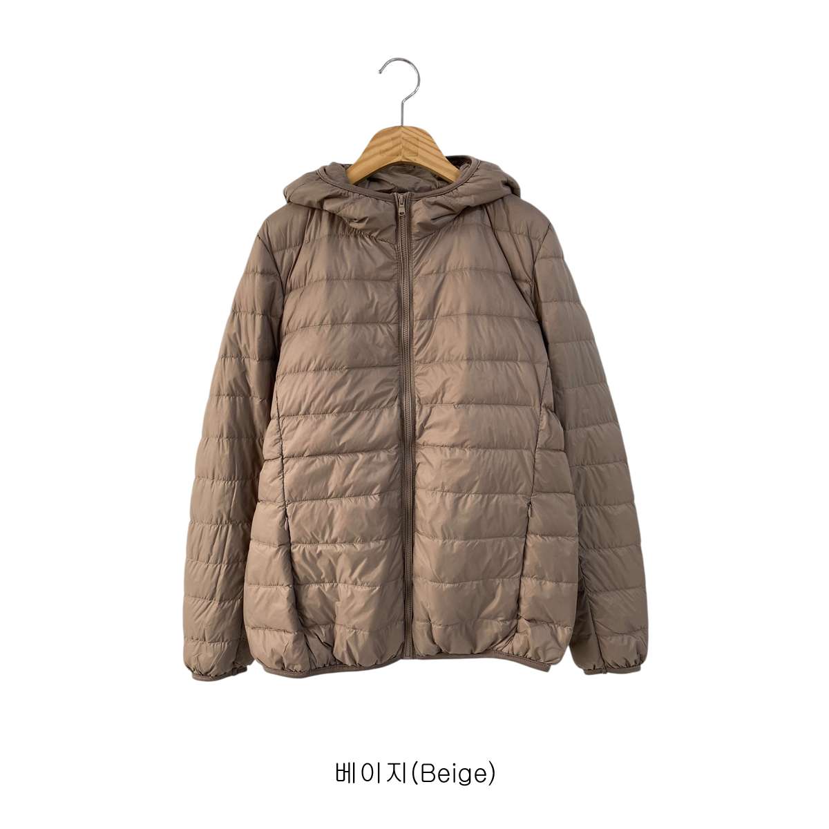 ポーチ付ダックダウン中綿ジップアップフードポケット長袖軽量ダウンジャケット | 詳細画像14