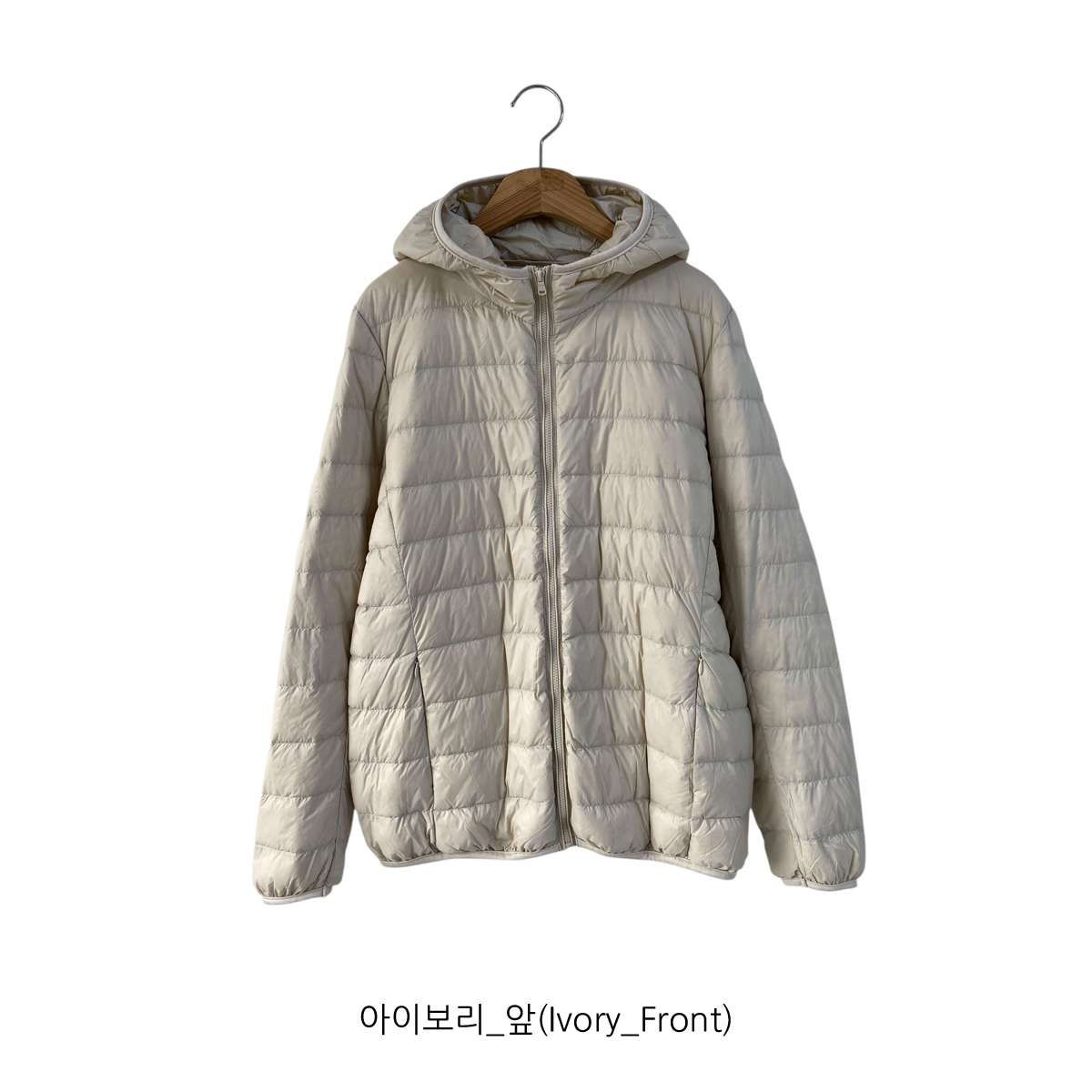 ポーチ付ダックダウン中綿ジップアップフードポケット長袖軽量ダウンジャケット | 詳細画像15