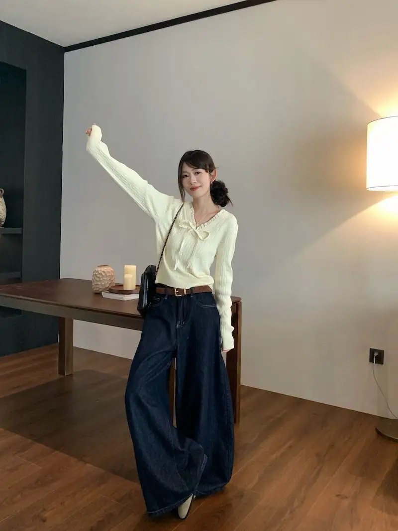 リボンVネックフリルケーブルニット | 詳細画像11