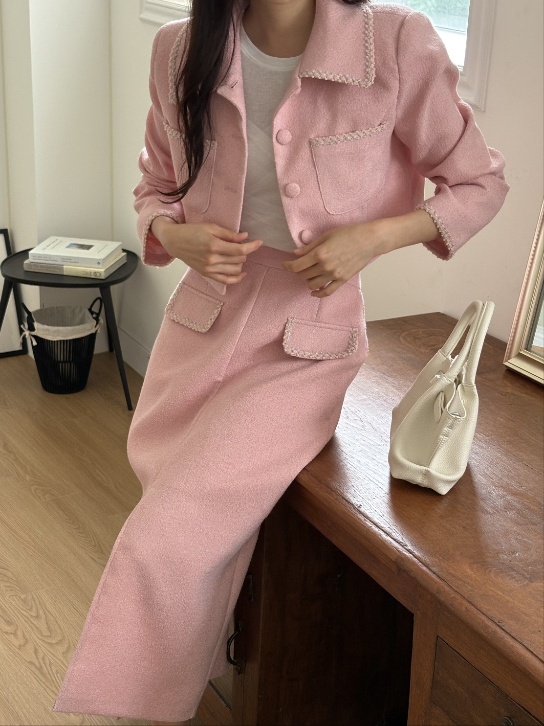 起毛ボタンカラーポケット肩パッド長袖配色ジャケット | 詳細画像15