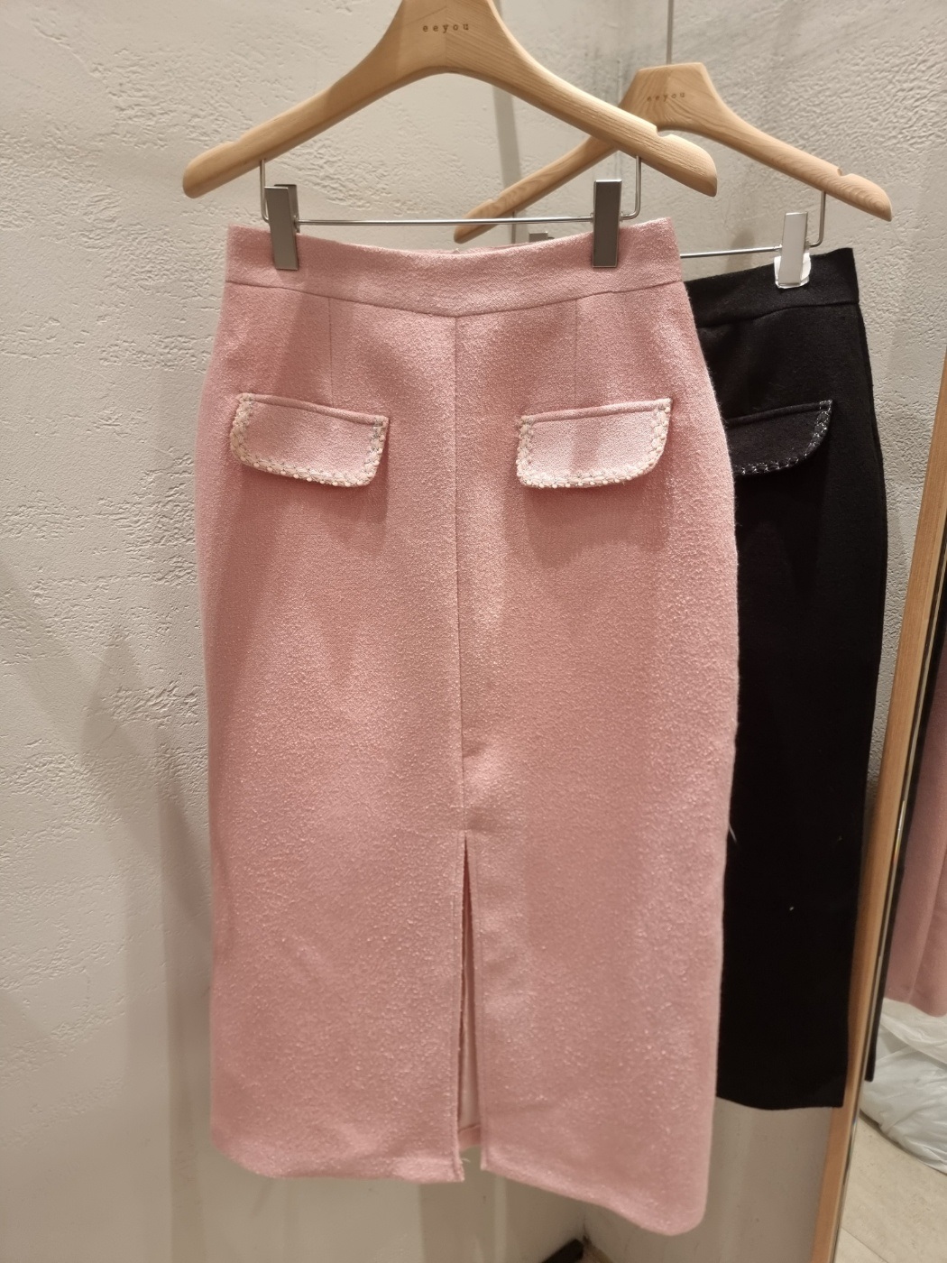 起毛ジップアップスリットスリムロング配色スカート | 詳細画像16