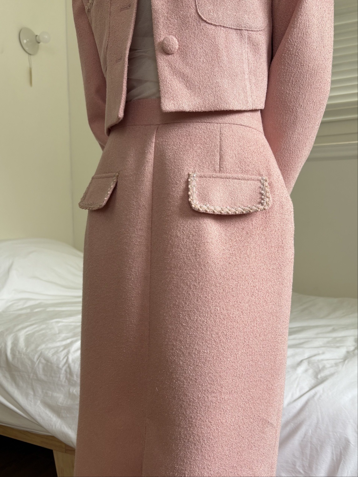 起毛ジップアップスリットスリムロング配色スカート | 詳細画像14