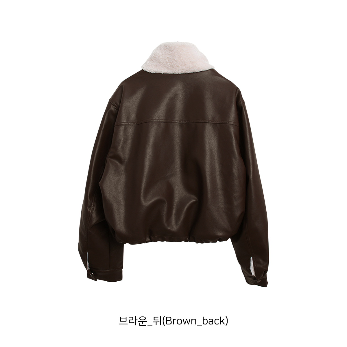 ムートンレザー調エコファージップアップハイネックポケット長袖配色ジャンパー | 詳細画像14