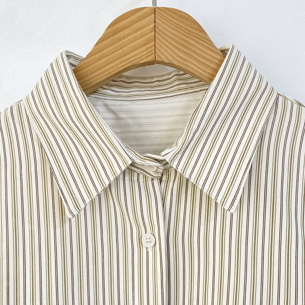 ニットボタンカラールーズ長袖ストライプシャツベストアンサンブル | 詳細画像21