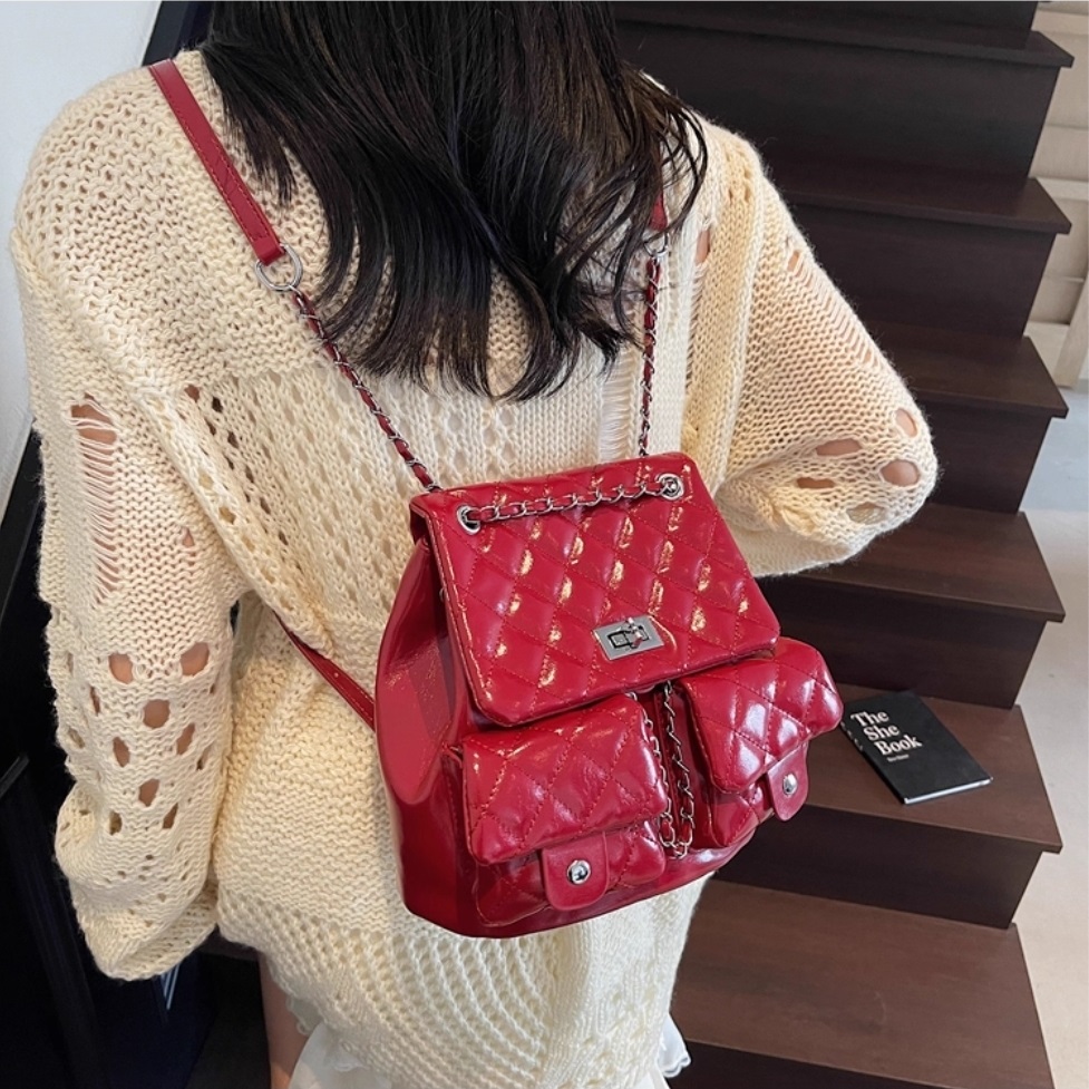 レザー調バックルチェーンポケットバックパック | 詳細画像5