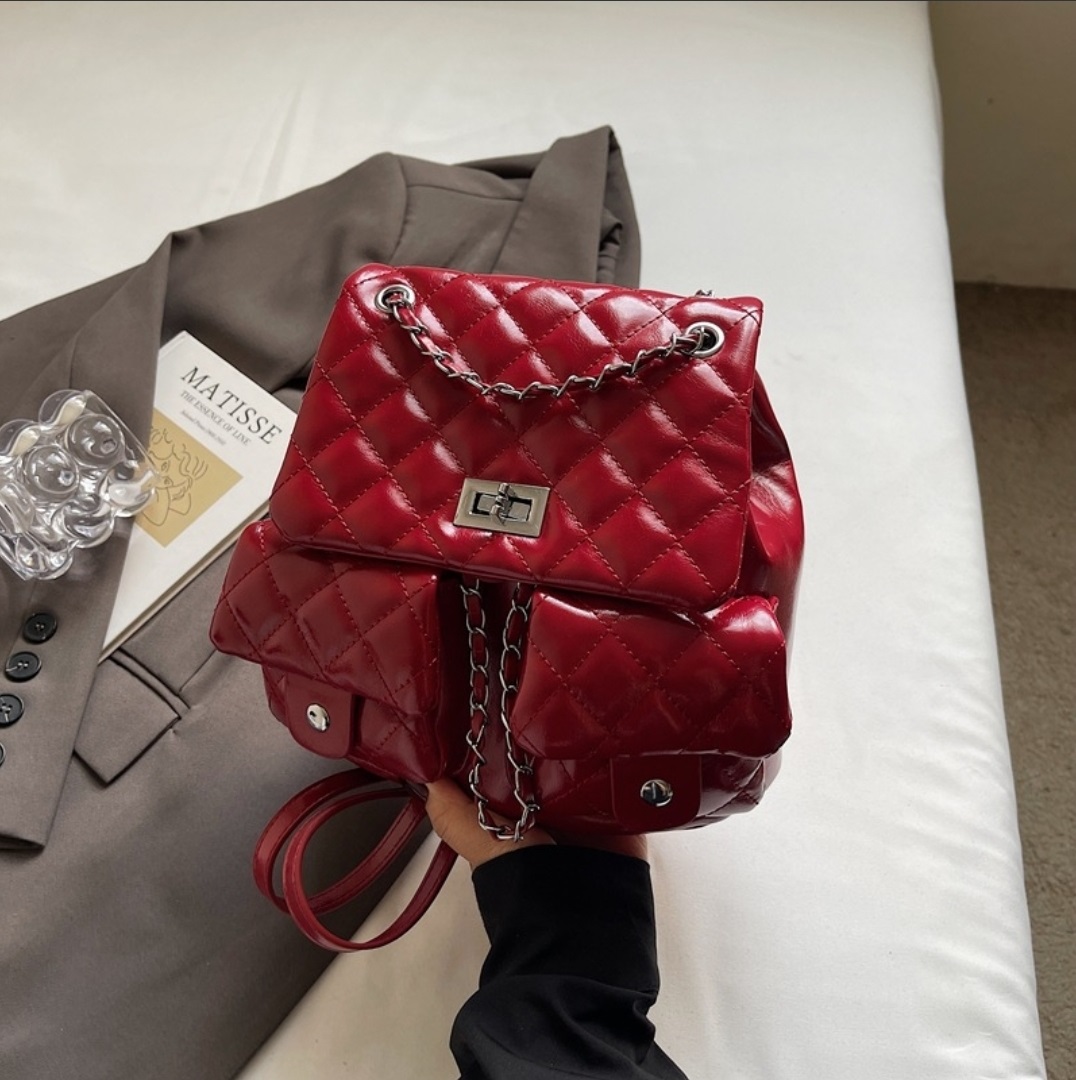 レザー調バックルチェーンポケットバックパック | 詳細画像10