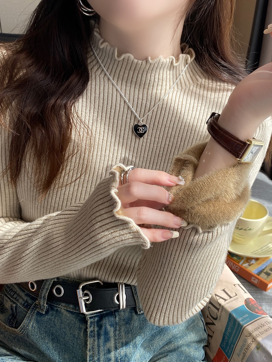 ファー裏地ストレッチタートルネックメロウスリム長袖ニット | 詳細画像5