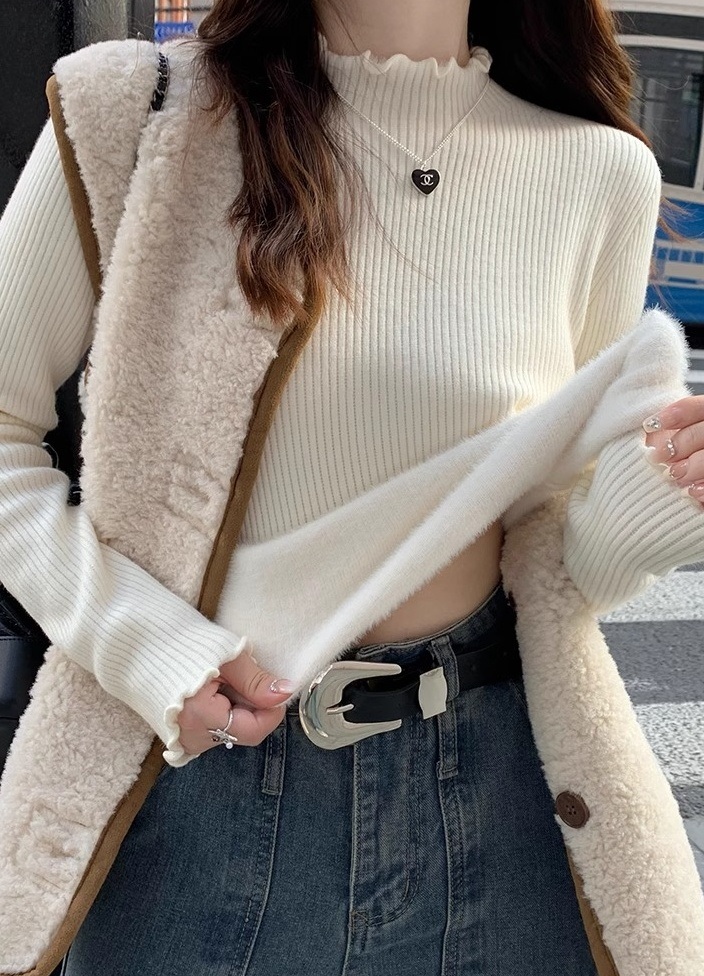 ファー裏地ストレッチタートルネックメロウスリム長袖ニット | 詳細画像8