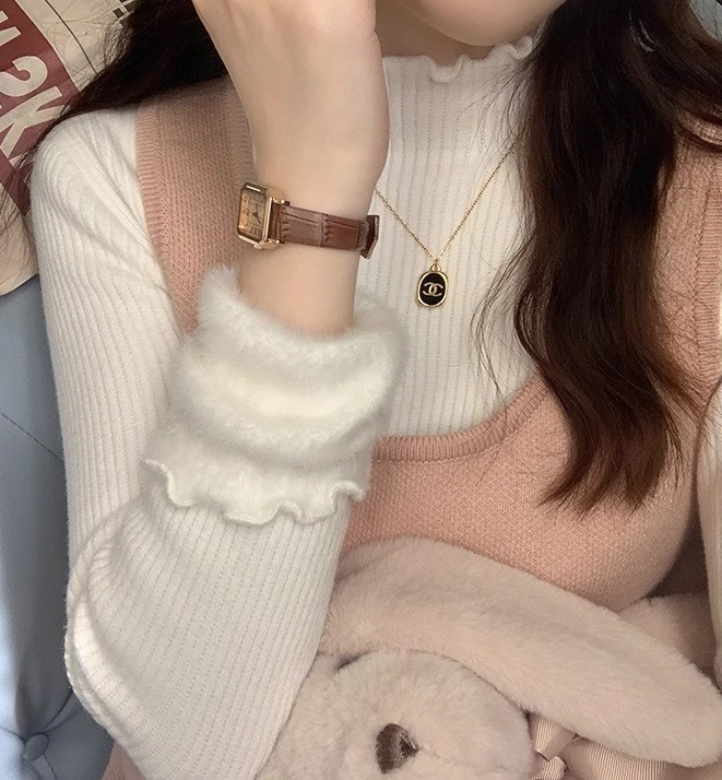 ファー裏地ストレッチタートルネックメロウスリム長袖ニット | 詳細画像14