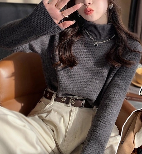 ファー裏地ストレッチタートルネックスリム長袖ニット | 詳細画像2