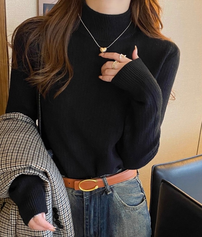 ファー裏地ストレッチタートルネックスリム長袖ニット | 詳細画像5