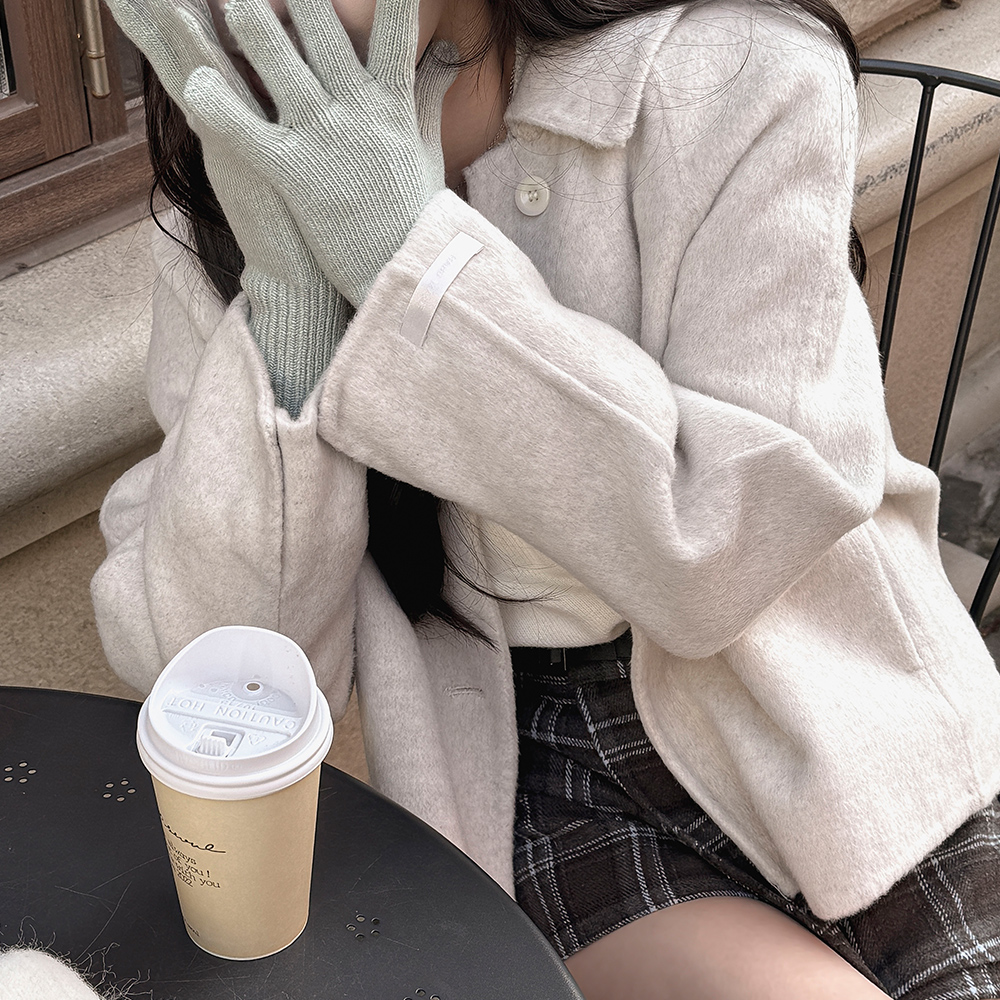 ウール混ハーフシンプルカラーコート | レディースファッション通販