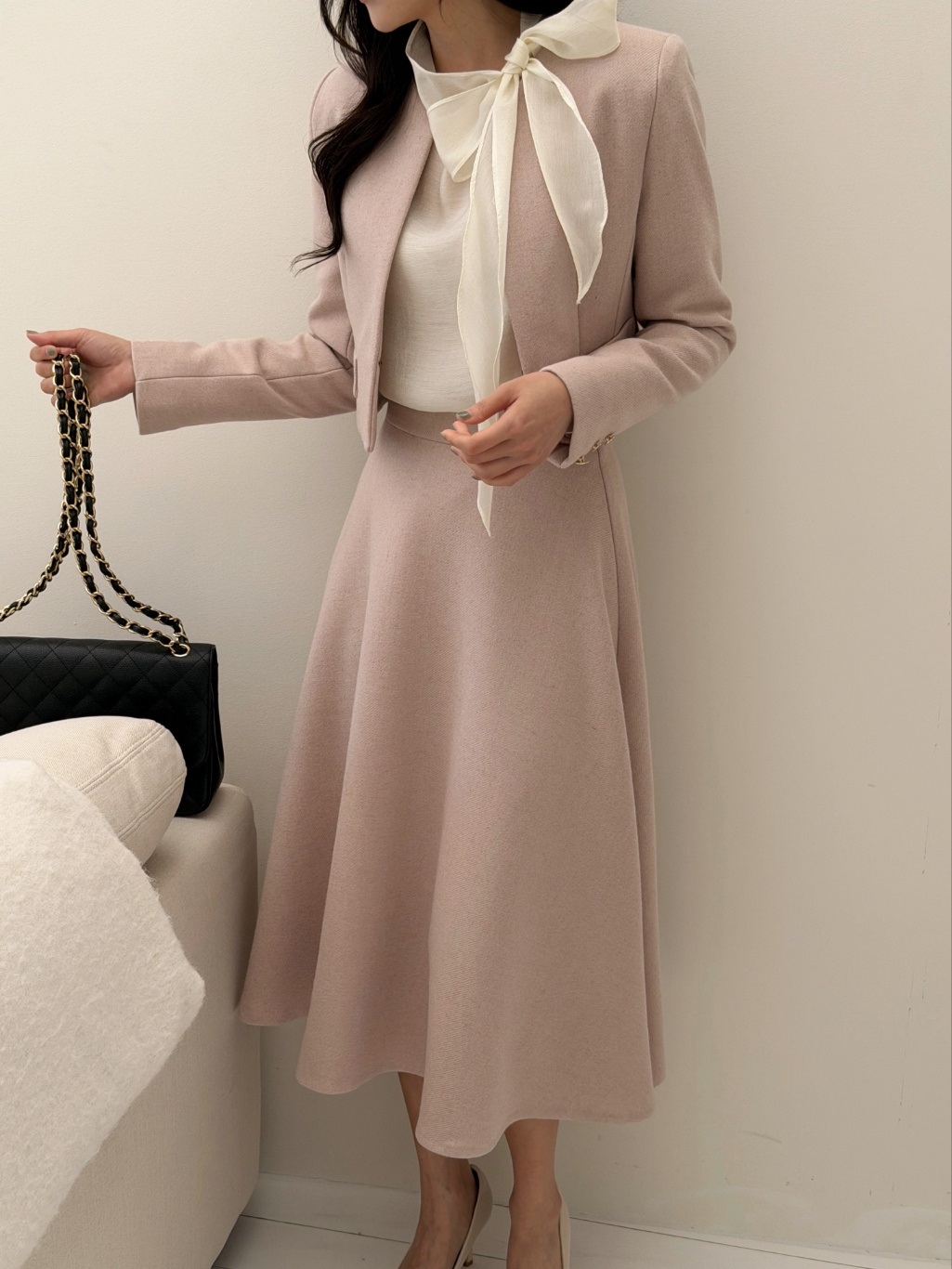 ラウンドネックバックル肩パッドスリム長袖ジャケット | 詳細画像6