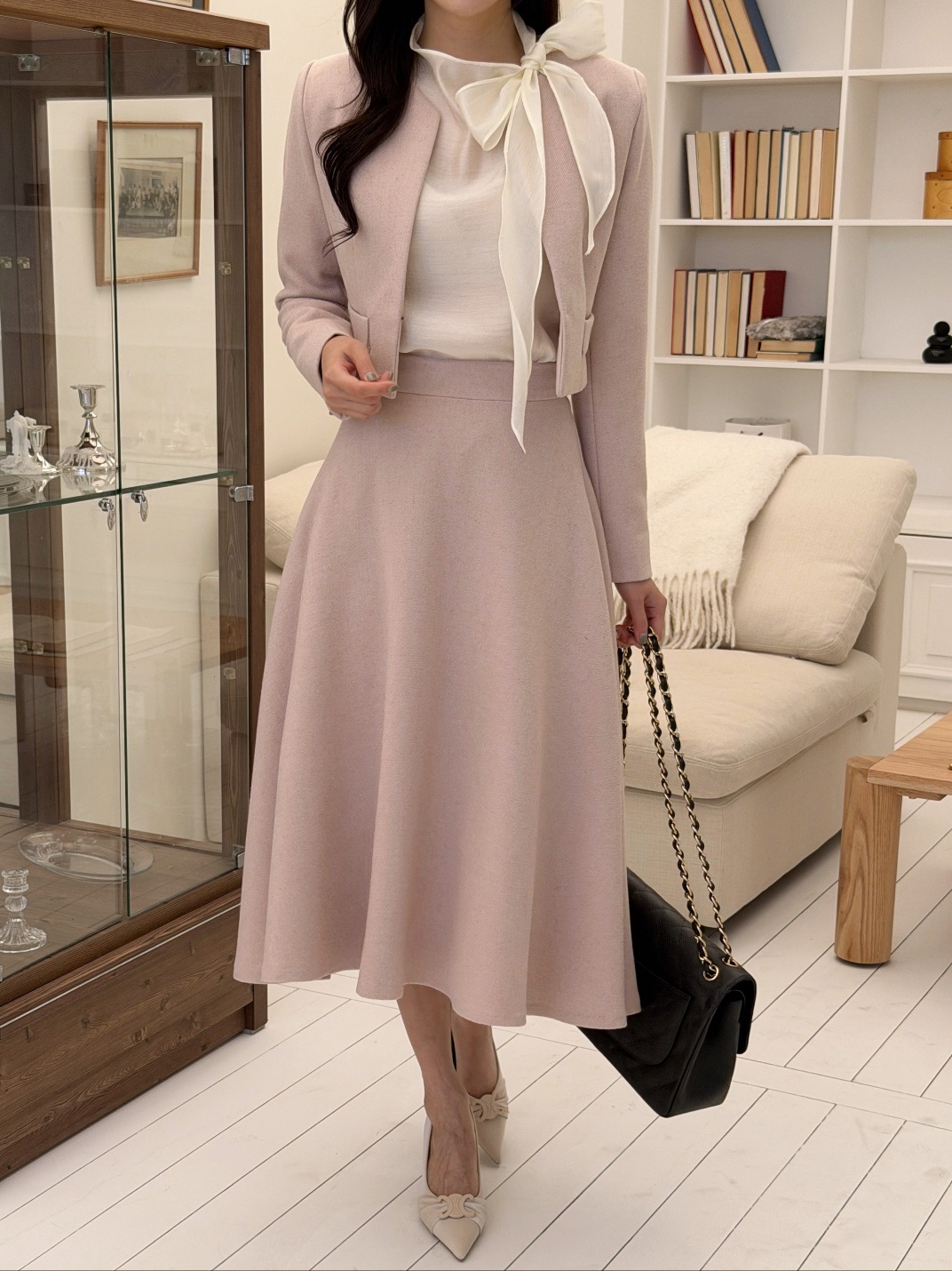 ラウンドネックバックル肩パッドスリム長袖ジャケット | 詳細画像11