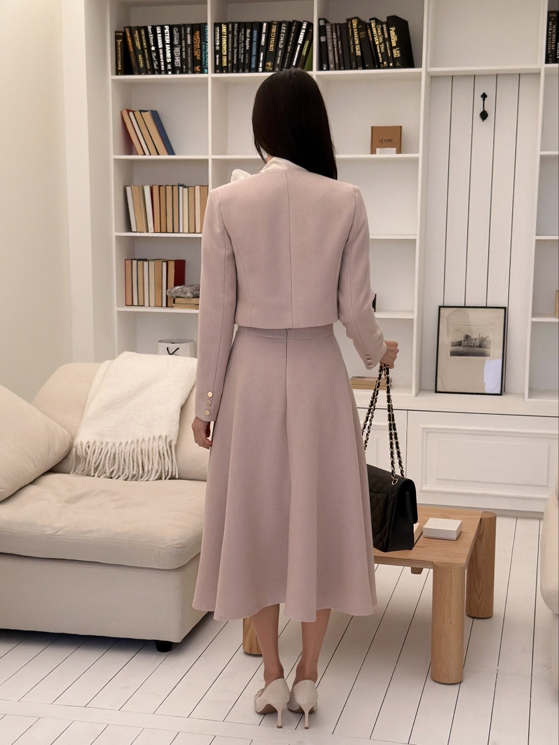 ラウンドネックバックル肩パッドスリム長袖ジャケット | 詳細画像13