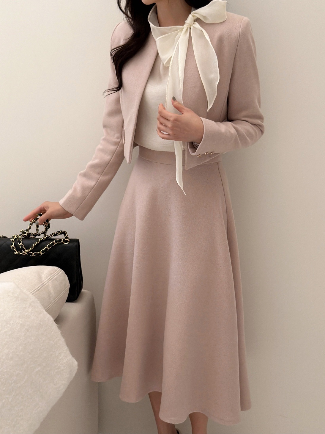 ラウンドネックバックル肩パッドスリム長袖ジャケット | 詳細画像17