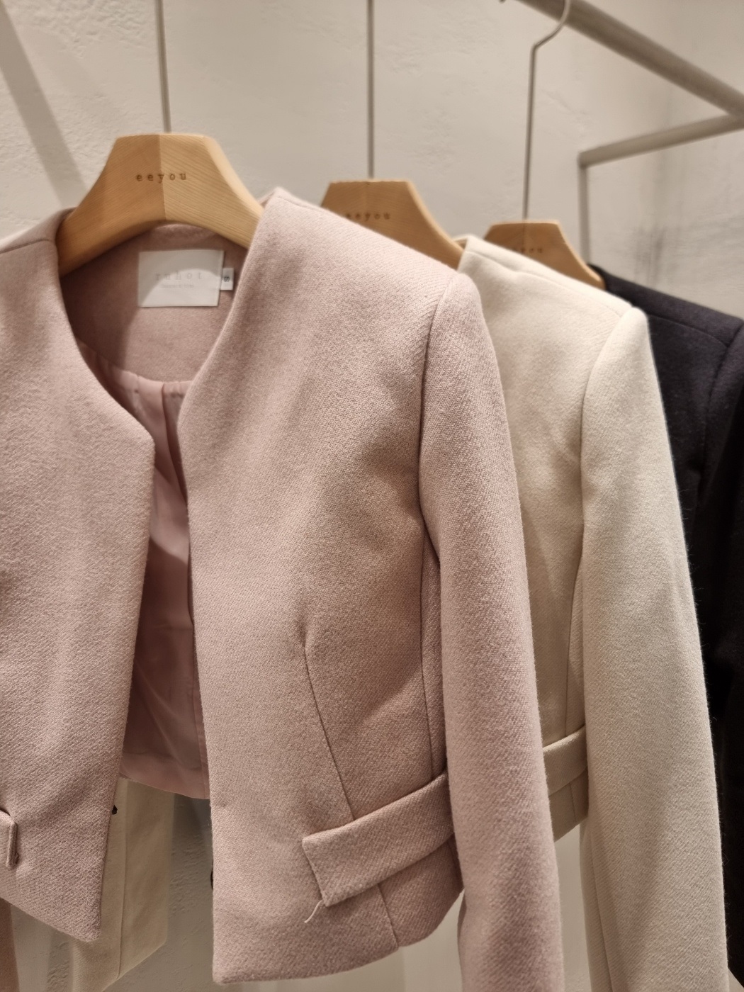 ラウンドネックバックル肩パッドスリム長袖ジャケット | 詳細画像21