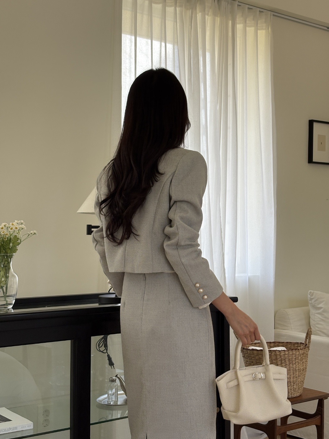 ラウンドネック肩パッド長袖ジャケット | 詳細画像17