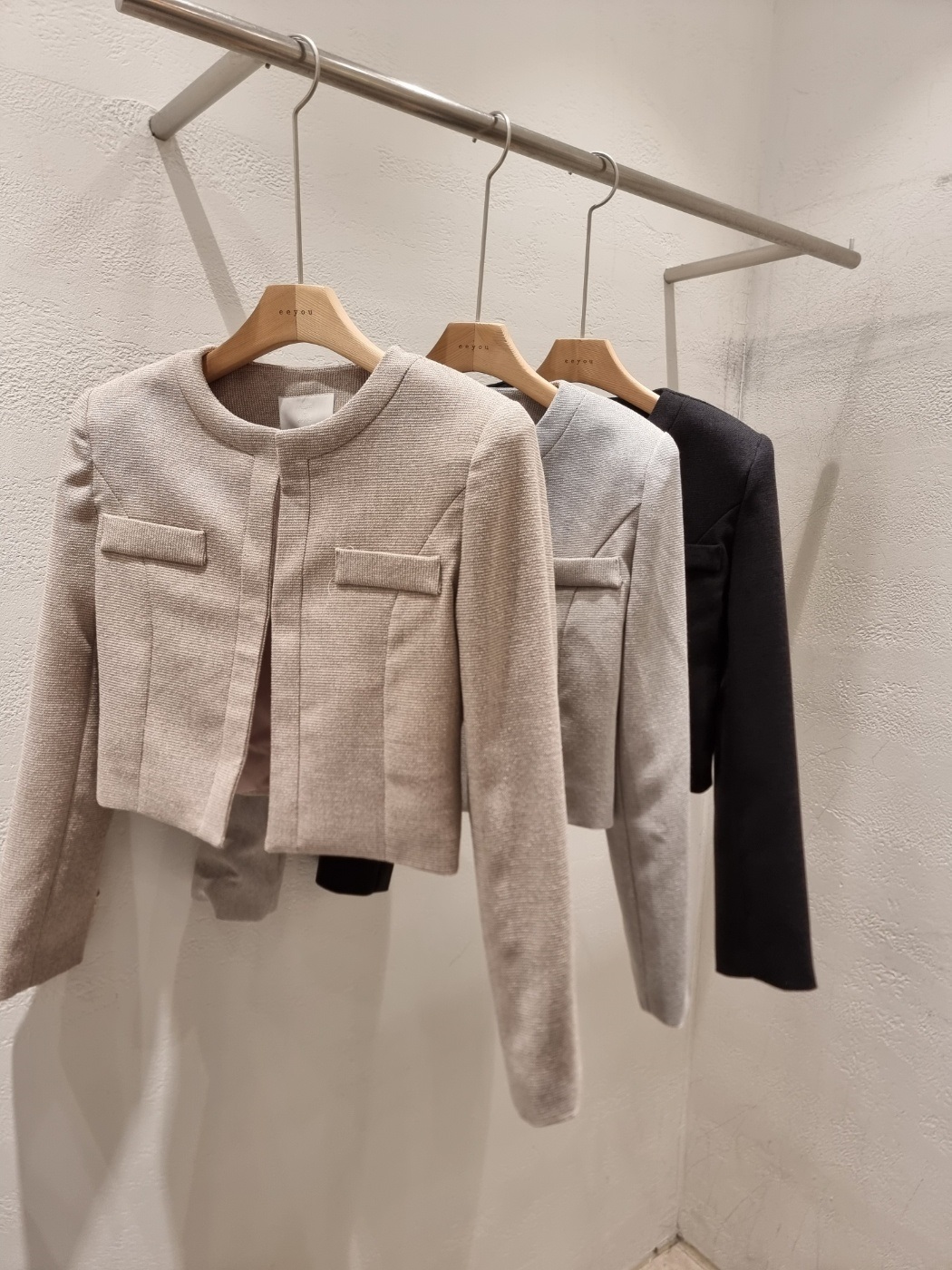 ラウンドネック肩パッド長袖ジャケット | 詳細画像19