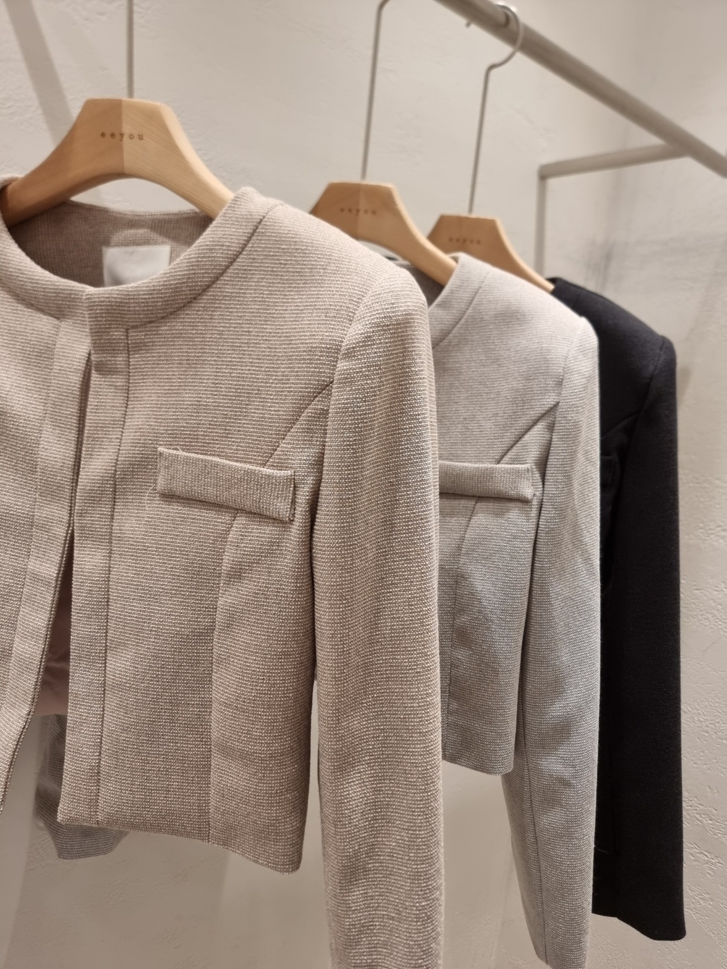 ラウンドネック肩パッド長袖ジャケット | 詳細画像20