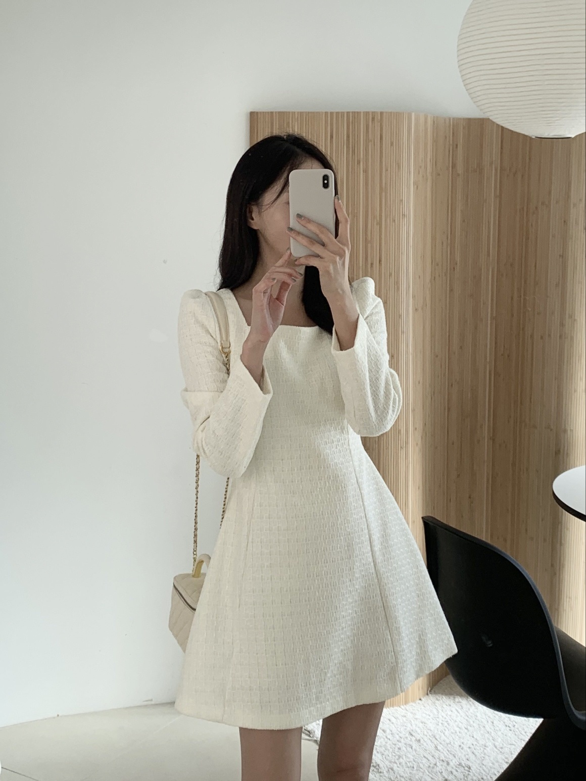 ジップアップスクエアネックスリム長袖フレアミニスカート | 詳細画像2