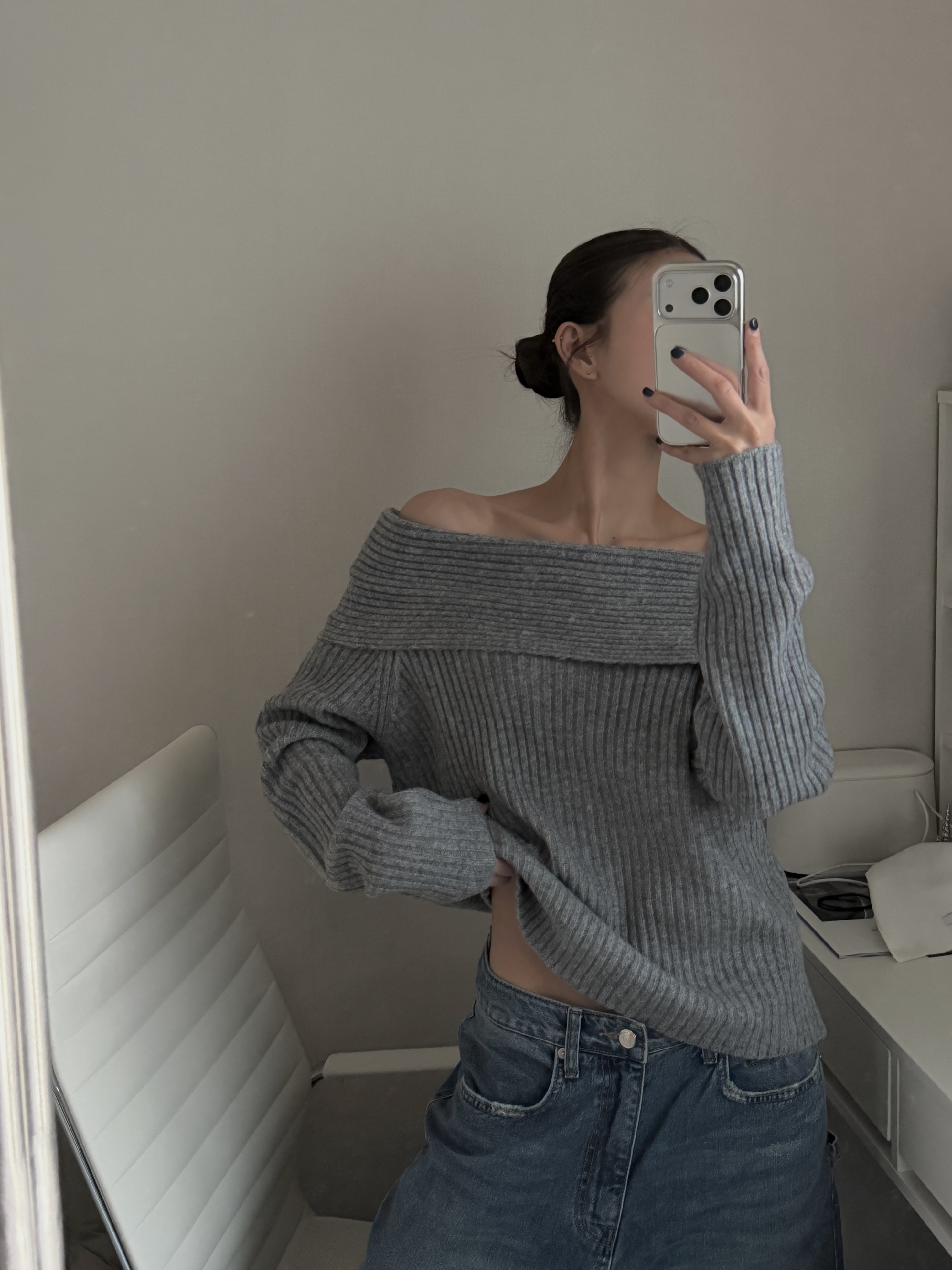 オフショルダールーズ長袖ニット | 詳細画像6