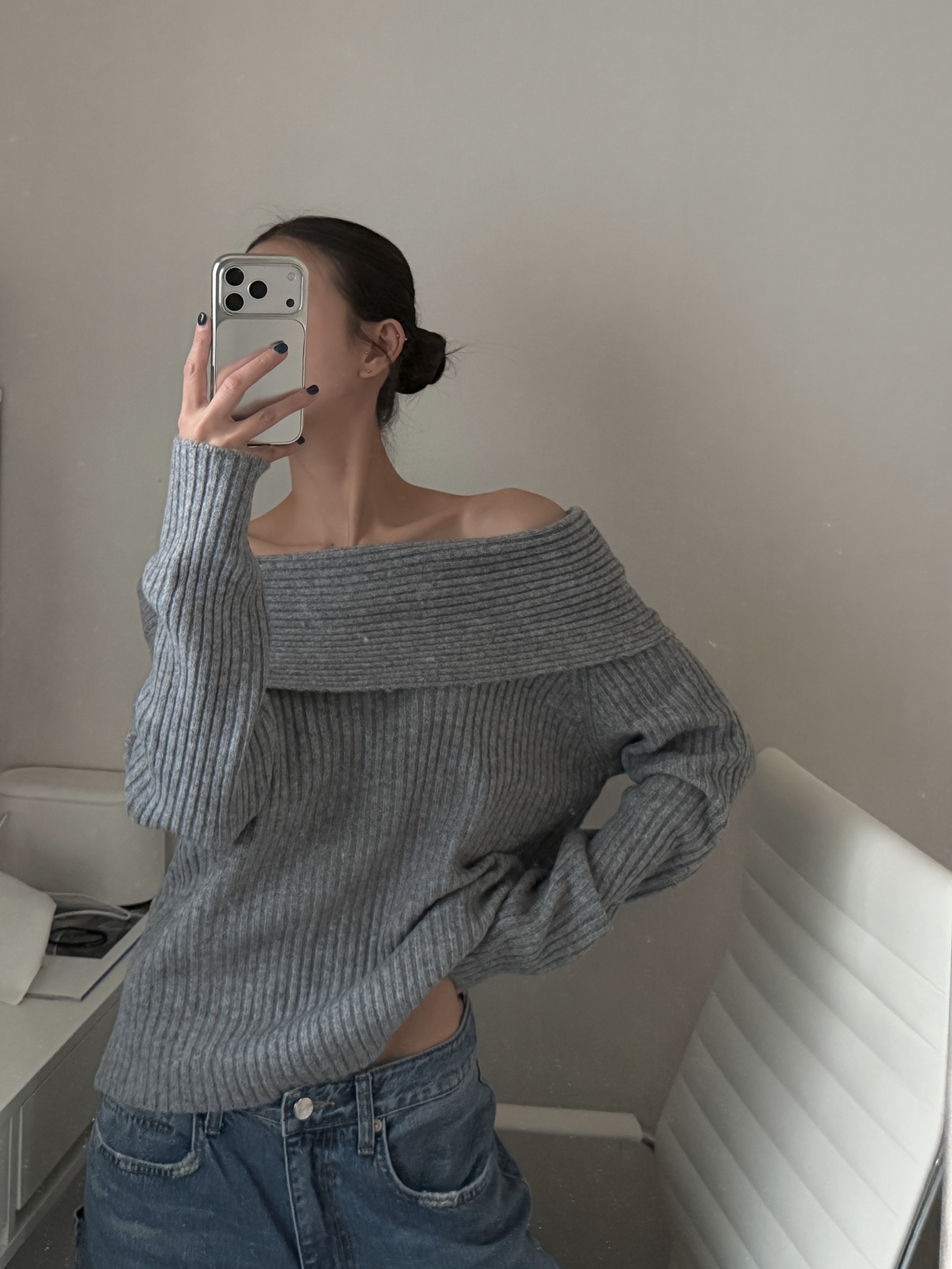 オフショルダールーズ長袖ニット | 詳細画像5